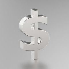 3D illustration silver dollar