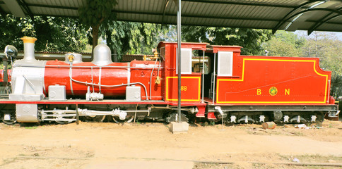 Antique rail engine, wheel, coache, saloon and best preserved steam locomotive engines of its age in National Rail Museum, Delhi.