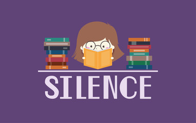 Wall Mural - Kid Girl Library Poster Silence