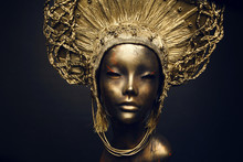 Mannequin In Golden Headwear