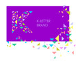 Creative logo for the corporate identity of the company: the letter K. The letter is made up of bright parts, triangles. A mosaic letter, a kaleidoscope. Modern style.  Geometry.