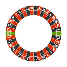 Roulette Casino Wheel Template With Double Zero On White Background. Vector