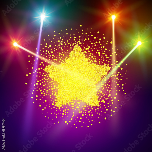 Golden Star Vector Banner On Light Background Gold Template Star For Banner Vip Card Star Dust Stardust Spark The Explosion On Background Vector Illustration 3d Buy This Stock Vector And Explore