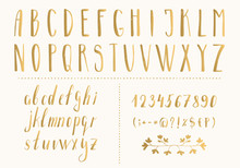 Golden Hand Drawn Letters And Numbers