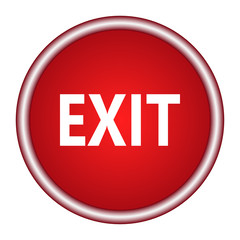 Wall Mural - exit red glossy circle icon on white background