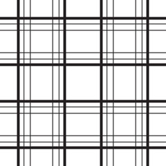 Geometric plaid line black and white minimalistic vector pattern. Checkered background.