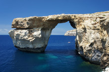 The Natural Limestone Arch On The Island Of Gozo Malta, No Longer Exists