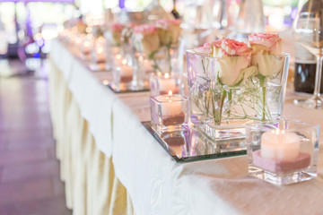 Table set for an event party or wedding reception