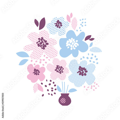 Blue and rosy color decorat...