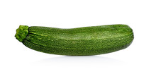 Fresh Cutted Zucchini Isolated On A White Background. Design Element For Product Label.