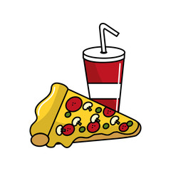 Wall Mural - soda and pizza background icon