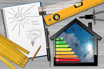 Sticker - Energy Efficiency - Project House with solar Panels