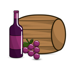 Canvas Print - barrel, bottle of wine and grape icon