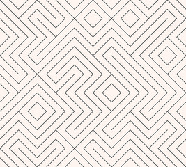 Geometric seamless pattern background. Simple graphic print. Vector repeating line texture. Modern swatch. Minimalistic shapes. Stylish monochrome trellis. Square grid. Trendy hipster sacred geometry