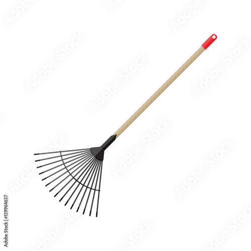 Fotomural Metal rake with wooden handle. Garden accessories