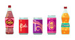 Soft drinks in bottles and cans vector illustration set