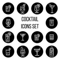 Wall Mural - Cocktail thin line vector icons set in black and white