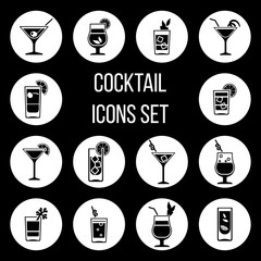 Poster - Cocktail vector icons set in black and white