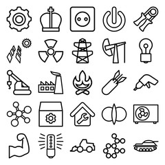 Set of 25 power outline icons