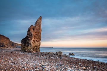 Sea Stack on Chemical Beach / Dawdon Chemical Beach, got its name from the former Seaham Chemical Works and is located on the Durham coastline south of Seaham, with its Magnesian Limestone Stack