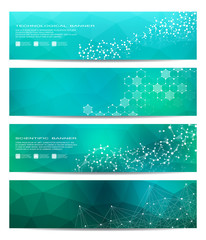 Wall Mural - set of modern scientific banners. molecule structure dna and neurons. abstract background. medicine,