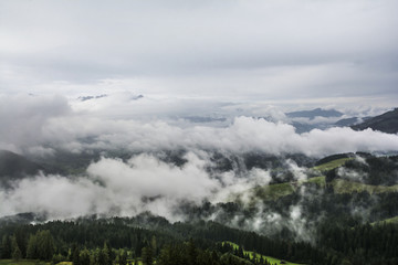 Sticker - Misty landscape on Kitzbuhel mountain, Tirol, Austria