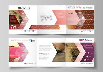 Wall Mural - set of business templates for tri fold square design brochures. leaflet cover, abstract vector layou