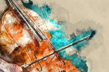 Detail Of A Woman Playing Cello Art Painting Artprint