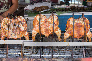 Chicken grilled on the grill