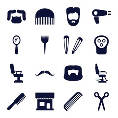 Poster - Set of 16 barber filled icons