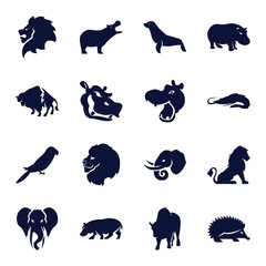 Wall Mural - Set of 16 zoo filled icons