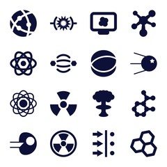 Wall Mural - Set of 16 atom filled icons