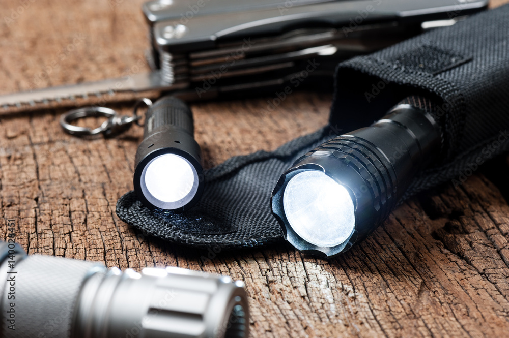 pocket flashlight for EDC - obrazy, fototapety, plakaty 