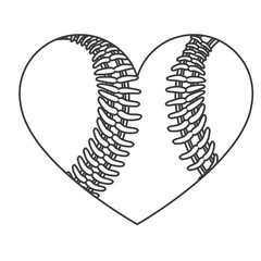 Sticker - grayscale background of heart with texture of baseball ball vector illustration