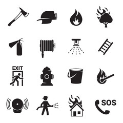 Wall Mural - Fire emergency icons set