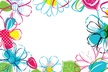 Wall Mural - spring season banner template background with colorful flower.can be use voucher, wallpaper,flyers, 