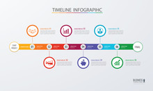 Infographic Timeline Template Business Concept.Vector Can Be Used For Workflow Layout, Diagram, Number Step Up Options, Web Design ,annual Report