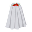 colorful silhouette costume veil bride with roses vector illustration