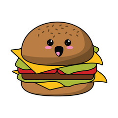 Wall Mural - kawaii burger fast food icon vector illustration eps 10