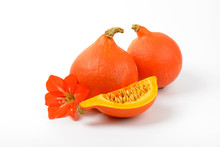 Orange Pumpkins And Hibiscus Flower