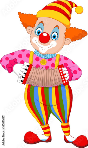 Cartoon clown playing accordion,