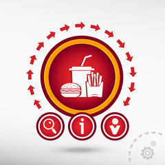 Wall Mural - Fast food flat icon on creative background