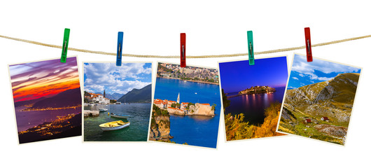 Wall Mural - Montenegro travel images (my photos) on clothespins