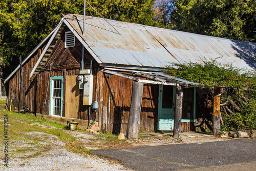Rustic Tin Roof Cabin With Wood Log Siding Buy This Stock Photo