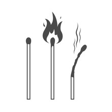 Matches Icons, Lighted Match And Burned Match.