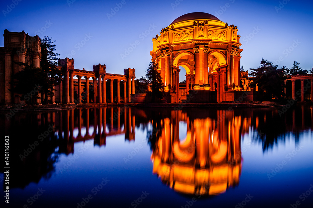 Photo Art Print Palace Of Fine Arts Museum At Night In San