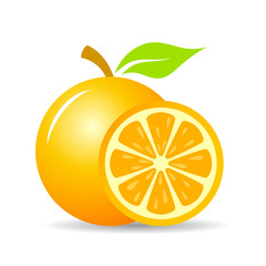 Wall Mural - Fresh orange fruit vector icon