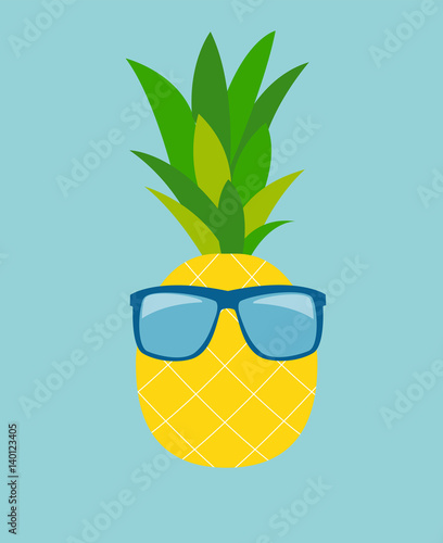 Plakat na zamówienie Wakacyjny ananas w okularach przeciwsłonecznych