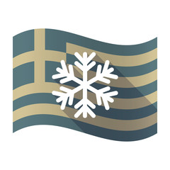 Sticker - Long shadow Greece flag with a snow flake