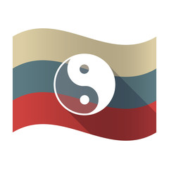 Sticker - Long shadow Russia flag with a ying yang